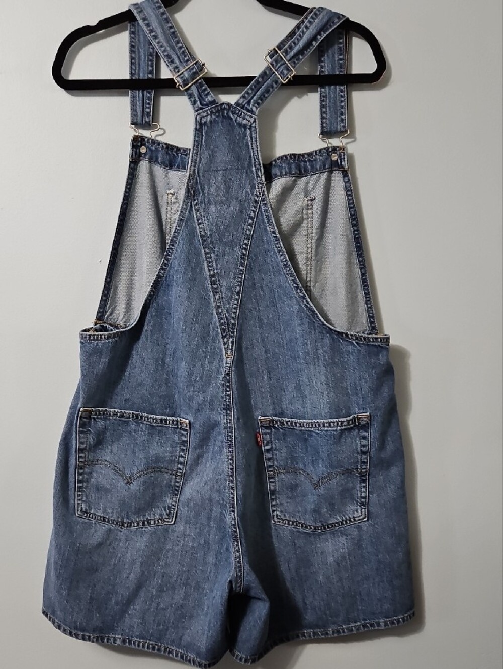 Levi's Denim Short Bib Overalls - Blue Women Jeans Overalls Size L - Picture 3 of 15